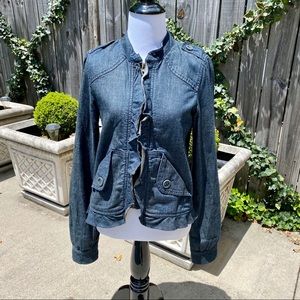SANCTUARY Denim Jacket with Ruffled Hem XS